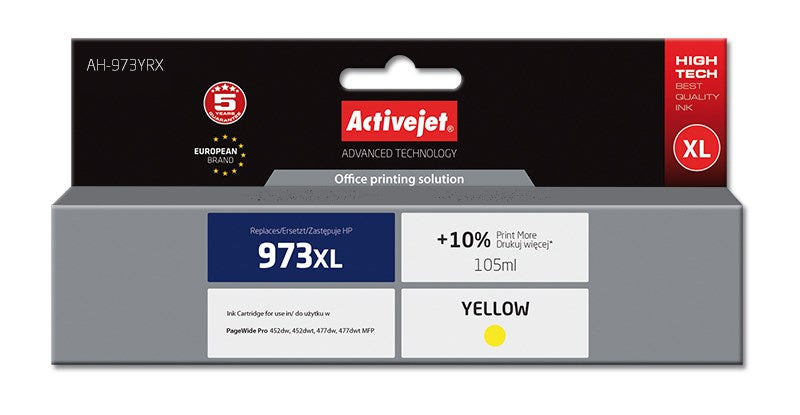 Activejet AH-973YRX Tinte (ersetzt HP 973XL F6T83AE; Premium; 105 ml; gelb)