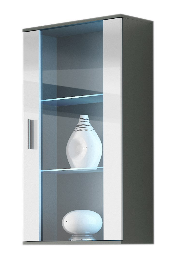 Cama Hängevitrine SOHO grau/weiß Hochglanz