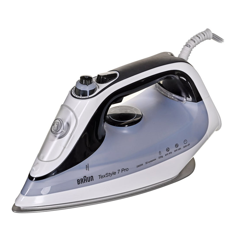 Braun TexStyle 7 Pro SI7149WB Dry & Steam iron EloxalPlus soleplate 2900 W Black, White
