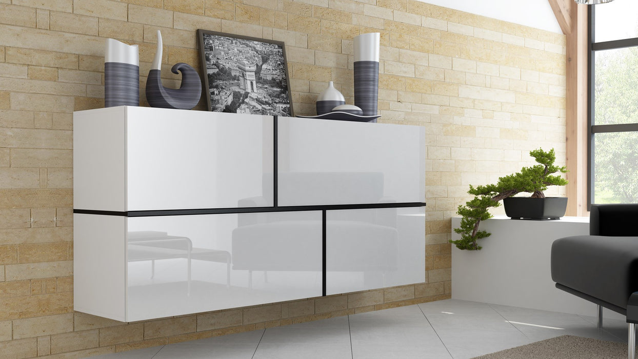 Cama sideboard GOYA 170/40/80 white/white gloss+black