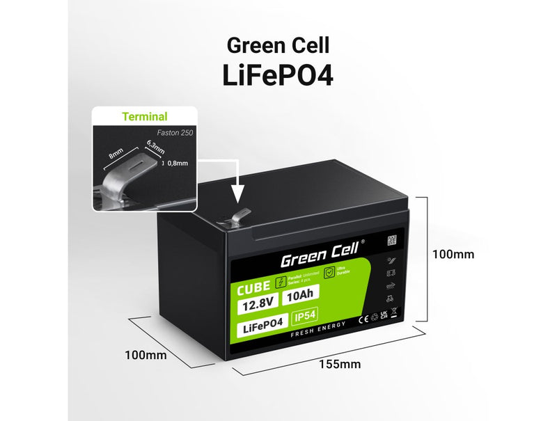 Green Cell LFPGC12V10AH UPS battery Lithium Iron Phosphate (LiFePO4) 12.8 V 10 Ah
