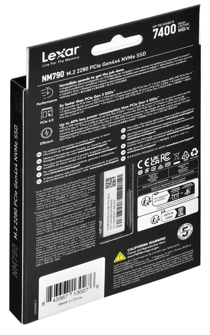 Lexar NM790 M.2 512 Go PCI Express 4.0 SLC NVMe