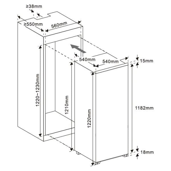 MPM MPM-185-CJI-18 combi-fridge Built-in 181 L E White