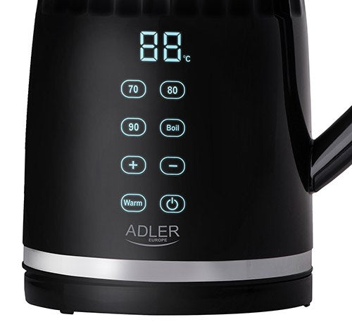Adler AD 1350 1,7L Wasserkocher mit Temperaturregelung und LED-Anzeige Schwarz