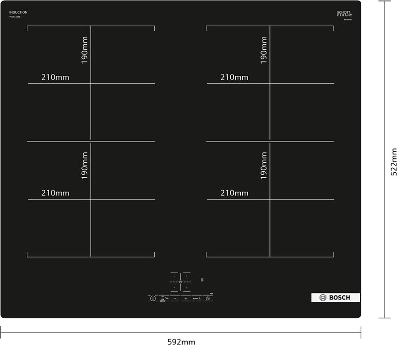 Bosch Serie 4 PVQ611BB6E hob Black Built-in 60 cm Zone induction hob 4 zone(s)