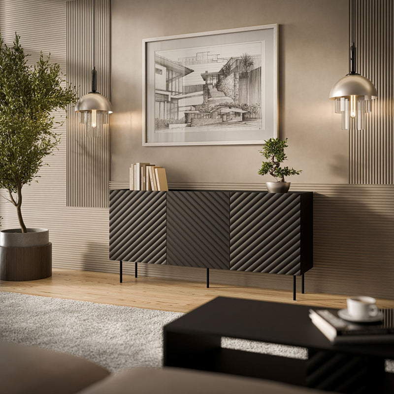Cama LUCCA 3D chest of drawers 165x40x80 black