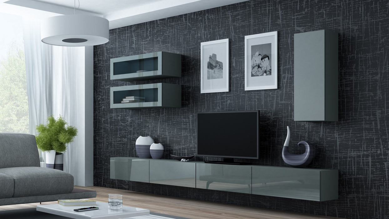 Cama Living room cabinet set VIGO 11 grey/grey gloss