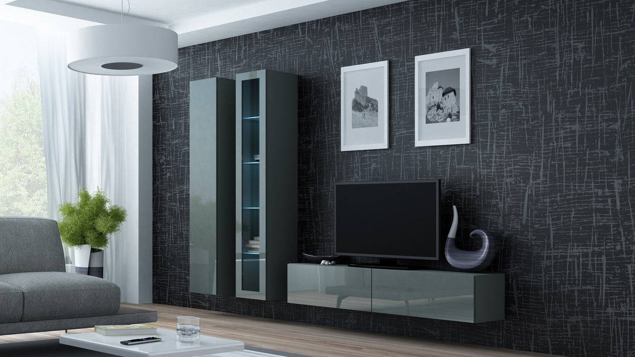 Cama Living room cabinet set VIGO 10 grey/grey gloss