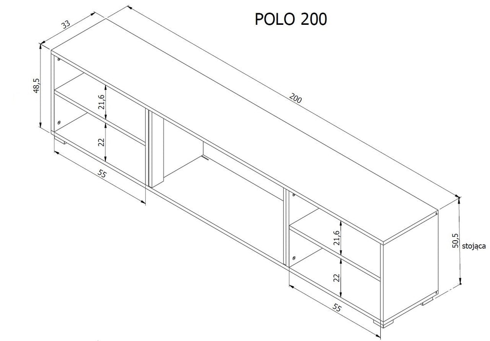 RTV cabinet POLO 180x33x39 white + fireplace white