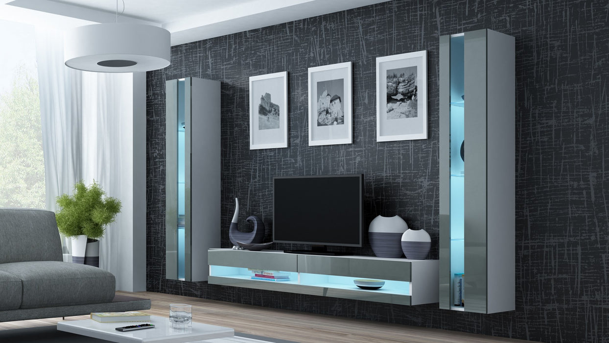 Cama Living room cabinet set VIGO NEW 3 white/grey gloss