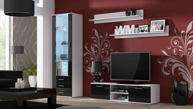 Meuble TV Cama SOHO 140 blanc/noir brillant