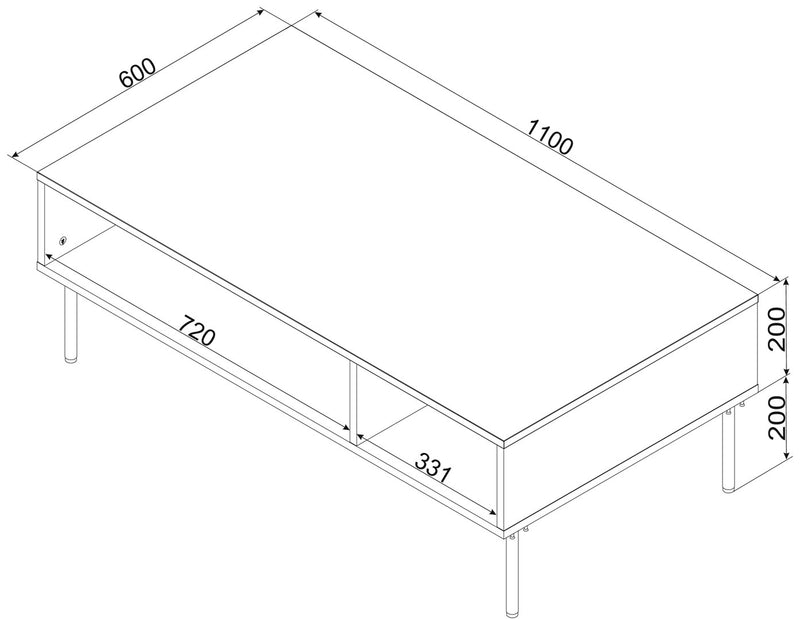 Cama PALAZZO BIS table/latrine 110x60x40 matte black