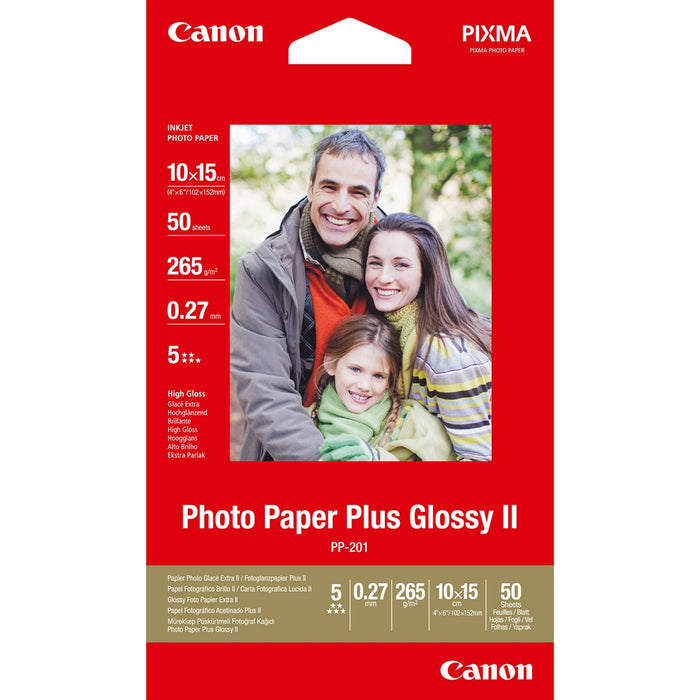 Canon Photo Paper Plus II PP-201 - Glossy photo paper - 100 x 150 mm - 260 g/m2 - 50 sheet(s)