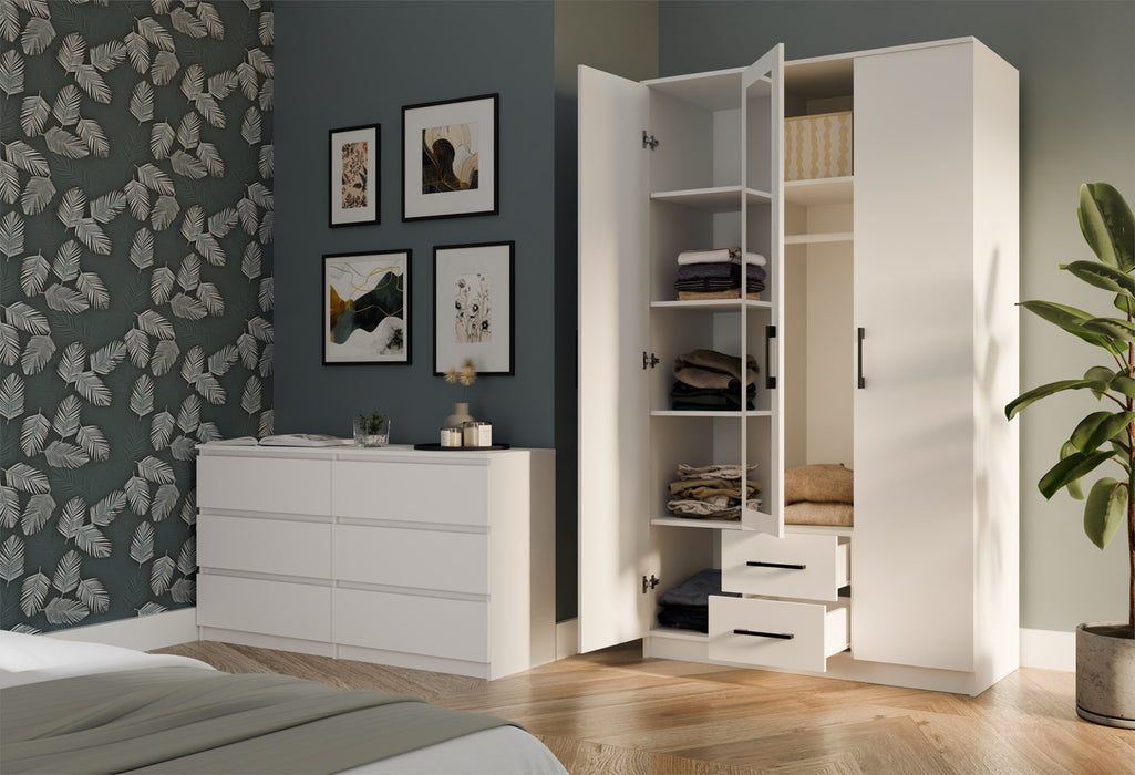 Topeshop ROMANA 120 BIEL bedroom wardrobe/closet 6 shelves 3 door(s) White
