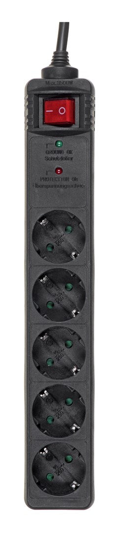 Gembird SPG5-C-10 surge protector Black 5 AC outlet(s) 250 V 3 m