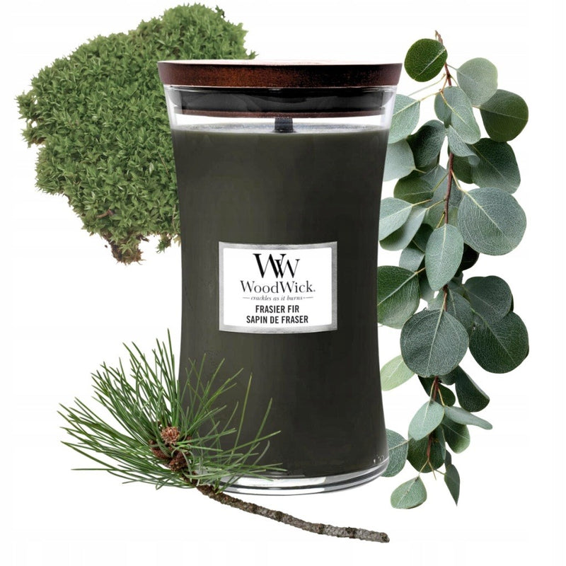 Large Scented Candle Fraser Fir WOODWICK, with wooden wick, 1 piece