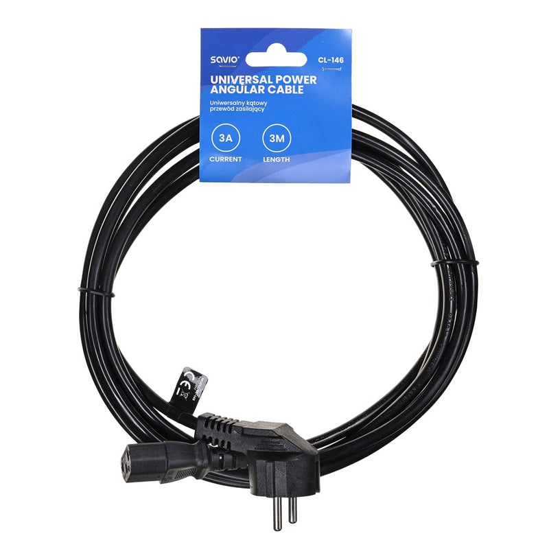 SAVIO CL-146 Power cable Schuko IEC C13, 3 m Black