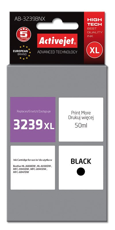 Activejet AB-3239BNX Ink (replacement for Brother LC3239XLBk; Supreme; 50 ml; black)