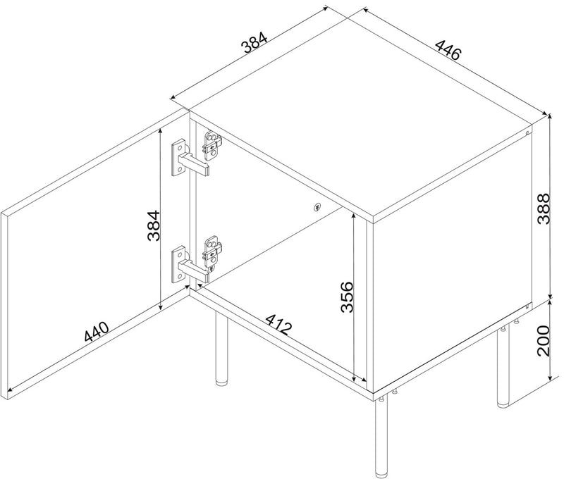 Bedside table 2 pcs. SIENA 44.5x40x59 black matt