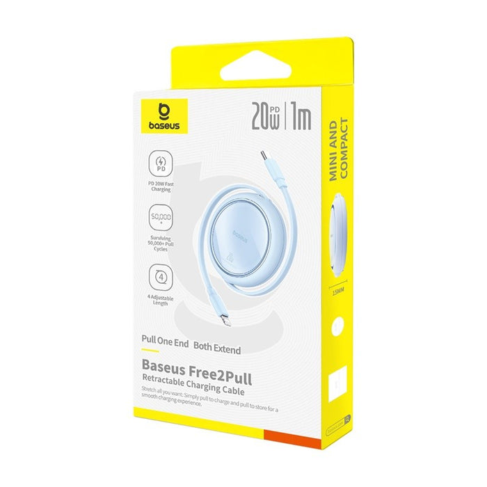 Baseus Free2Pull - 20 W USB-C to Lightning Retractable Cable, 1 m (blue)