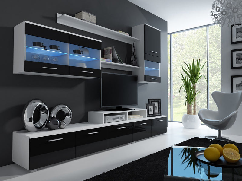 Cama storage cabinets set LOGO II 250/42/190 white/black gloss