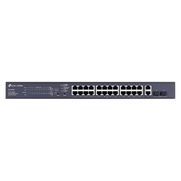 TP-Link Omada ES228GMP V1.6 - Switch - Managed - 24 x 10/100/1000 (PoE+) + 2 x 10/100/1000 + 2 x Gigabit SFP - rack-mountable - PoE+ (384 W)