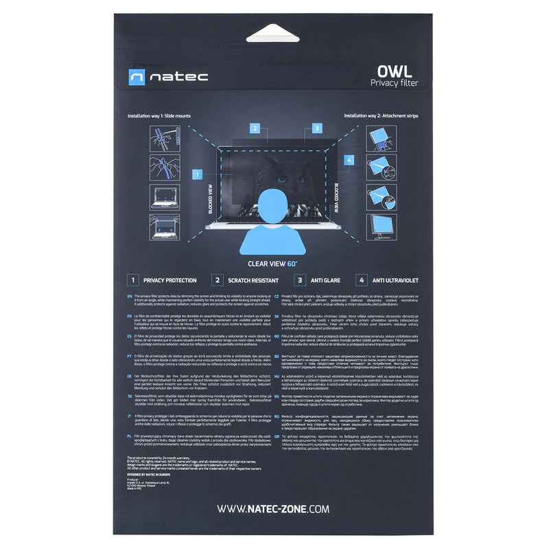 NATEC Owl Frameless display privacy filter 61 cm (24")