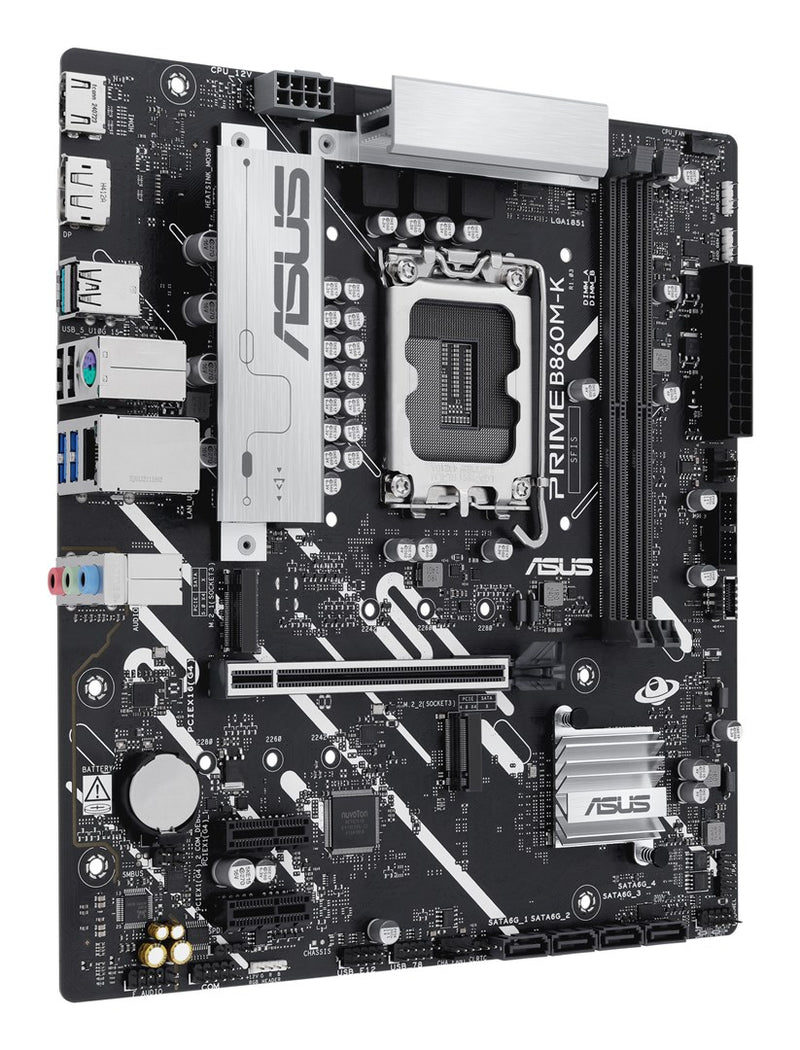 ASUS PRIME B860M-K - Motherboard - micro ATX - LGA1851 Socket - B860 Chipset - USB 3.2 Gen 2, USB 3.2 Gen 1, USB-C 3.2 Gen 1 - 2.5 Gigabit LAN - onboa