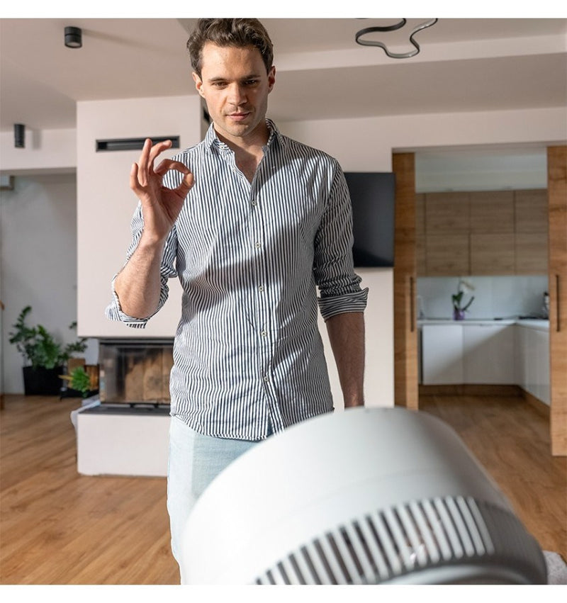 MPM HL-WP-03 gesture-controlled fan, 12-speed airflow control, digital LED display, remote control, 24W power, white