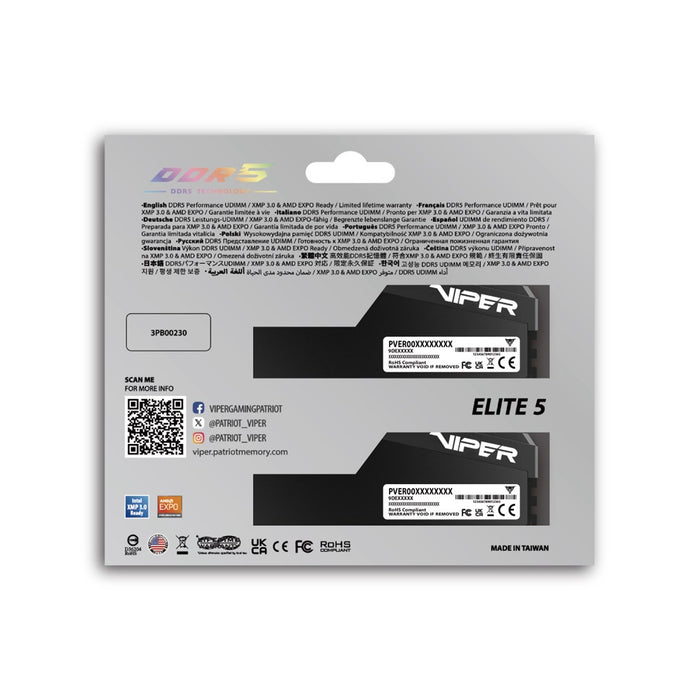 Patriot Viper Elite5 Ultra DDR5 96 GB (2x48GB) 6400MHz CL32 (VEU596G6432K)
