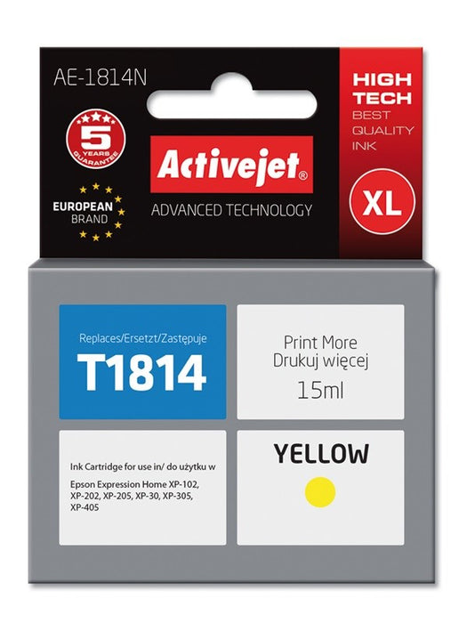 Activejet AE-1814N Ink (replacement for Epson 18XL T1814; Supreme; 15 ml; yellow)