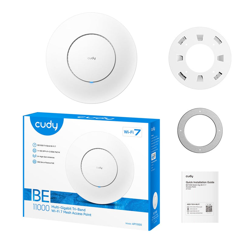 Cudy AP11000 wireless access point 10777 Mbit/s White Power over Ethernet (PoE)