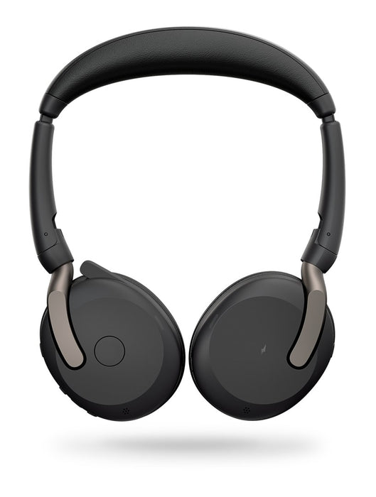 Jabra Evolve2 65 Flex UC Stereo - Headset - on-ear - Bluetooth - wireless - active noise cancelling - USB-C - black - Optimised for UC