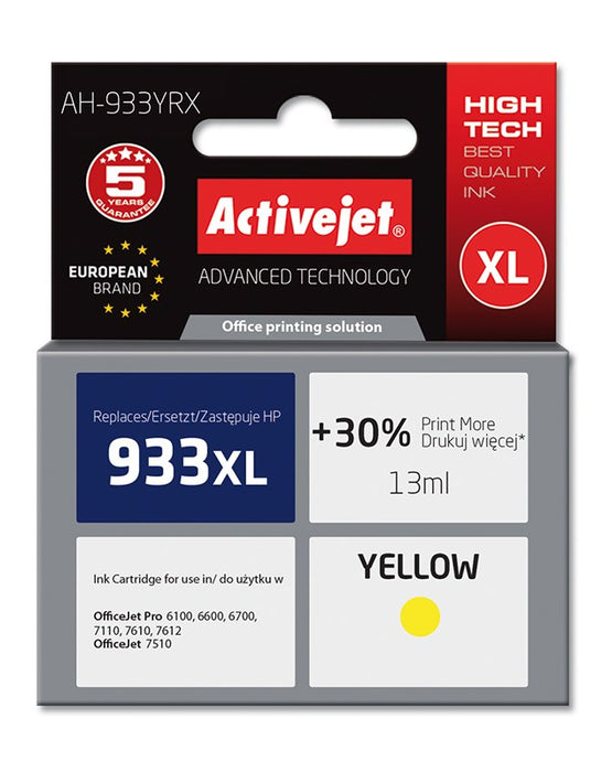 Activejet AH-933YRX ink for HP printer; HP 933XL CN056AE replacement; Premium; 13 ml; yellow