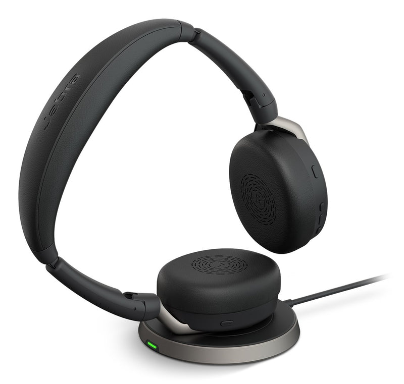 Jabra Evolve2 65 Flex MS Stereo - Headset - on-ear - Bluetooth - wireless - active noise cancelling - USB-C - black - with wireless charging pad - Cer