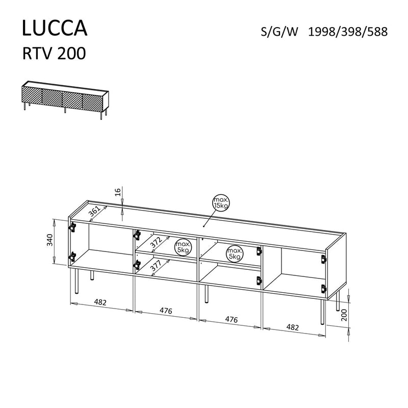 Cama LUCCA 4D TV cabinet 200x40x59 cashmere
