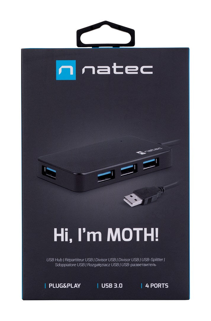 NATEC Hub USB 3.0 Moth (4 ports, black)