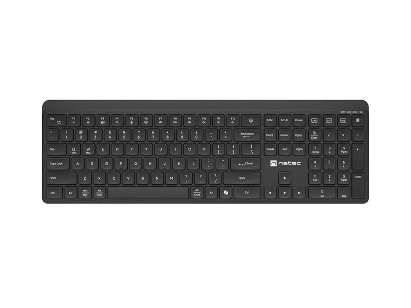 Natec Tang US wireless keyboard BT + 2.4 GHz quiet slim black