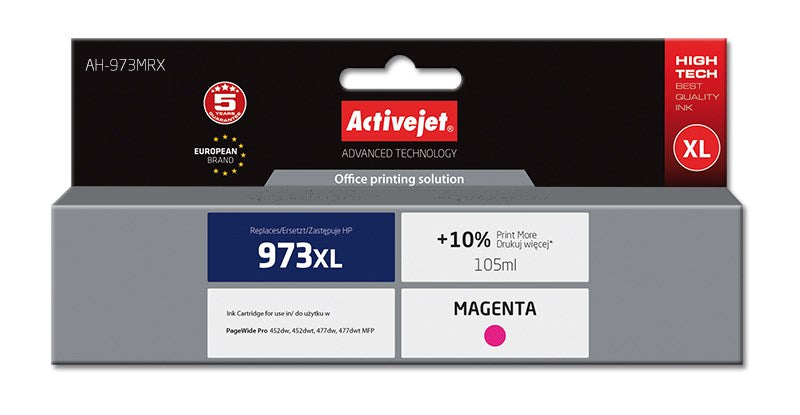Activejet AH-973MRX ink (replacement for HP 973XL F6T82AE; Premium; 105 ml; magenta)