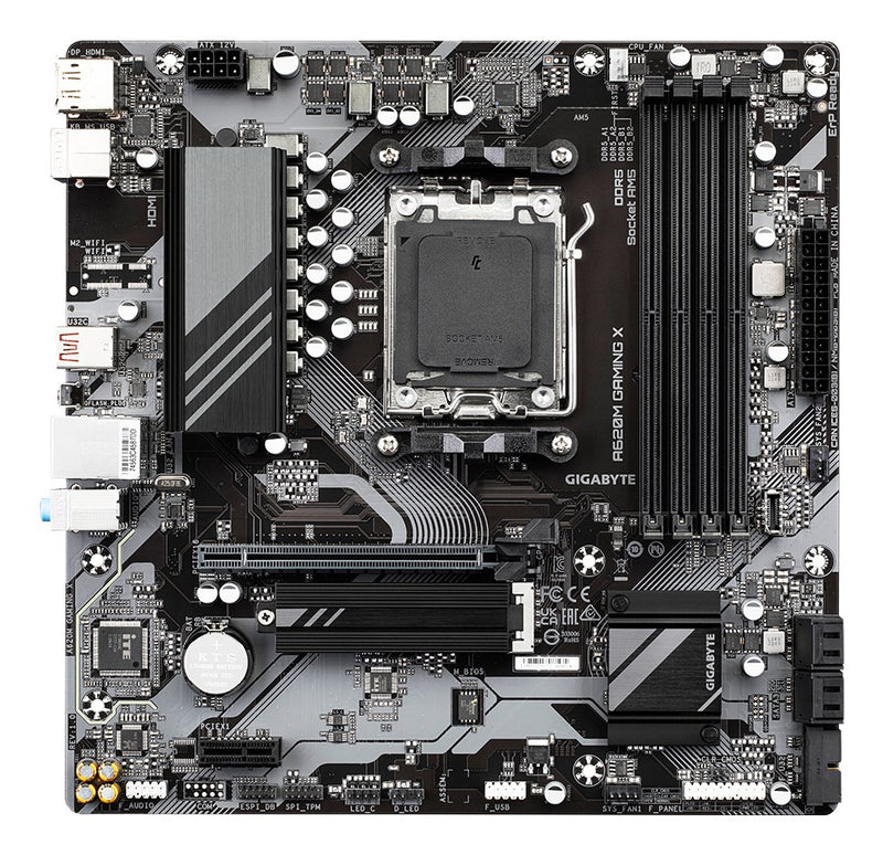 GIGABYTE A620M GAMING X Motherboard - Supports AMD Ryzen 8000 CPUs, 8+2+1 Phases Digital VRM, up to 8000MHz DDR5 (OC), 1xPCIe 4.0 M.2, GbE LAN, USB 3.