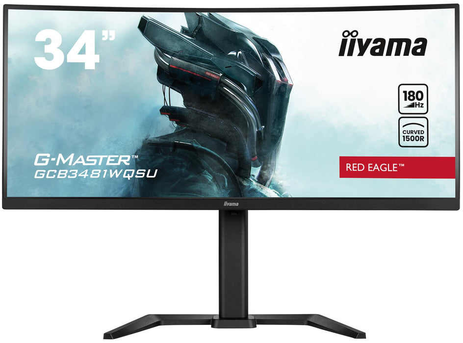 iiyama G-MASTER Red Eagle GCB3481WQSU-B1 - LED monitor - gaming - curved - 34" - 3440 x 1440 UWQHD @ 180 Hz - VA - 500 cd/mÂ² - 4000:1 - HDR400 - 0.3 m