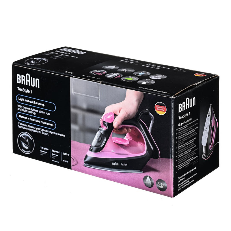 Braun TexStyle 1 Dry & Steam iron Ceramic soleplate 2000 W Black, Purple