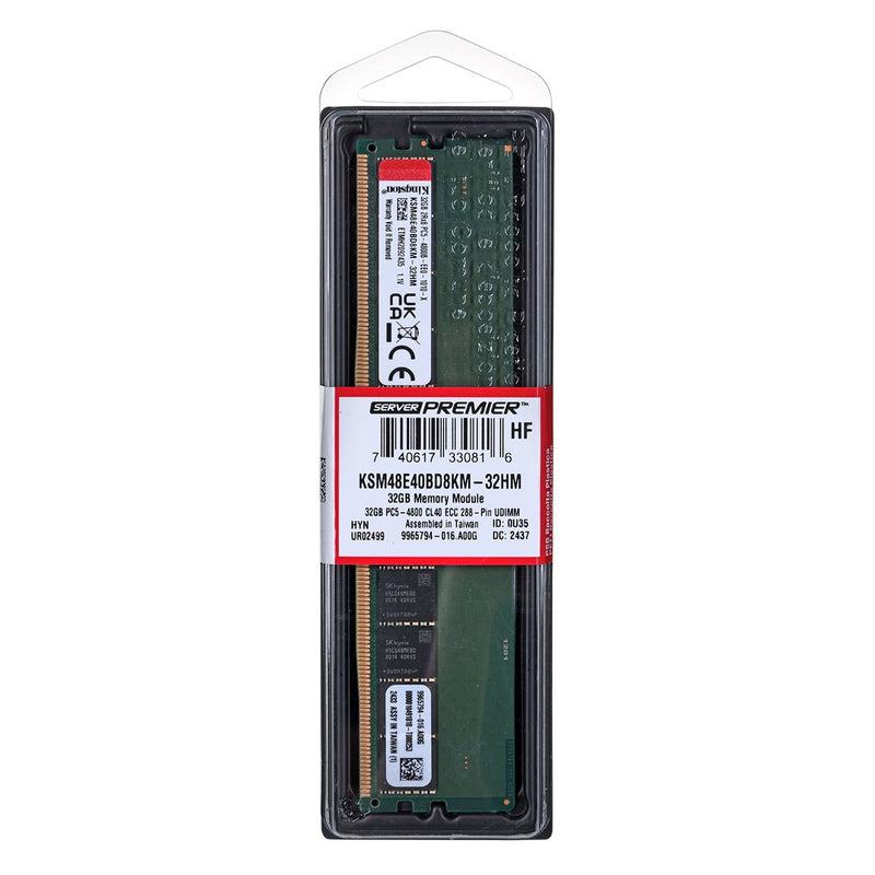 Kingston UDIMM ECC 32GB DDR5 2Rx8 Hynix M 4800MHz PC5-38400 KSM48E40BD8KM-32HM
