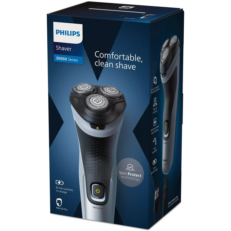 Rasoir électrique homme Philips X3063/00 Rasoir rotatif Tondeuse Noir, Bleu