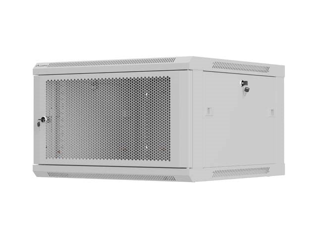 LANBERG WALL-MOUNTED INSTALLATION RACK CABINET 19" 6U 600X600 GREY, PERFORATED DOOR (FLAT PACK)