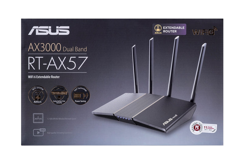 ASUS RT-AX57 Wi-Fi 6 Dual-Band Tabletop Router with Gigabit Ethernet