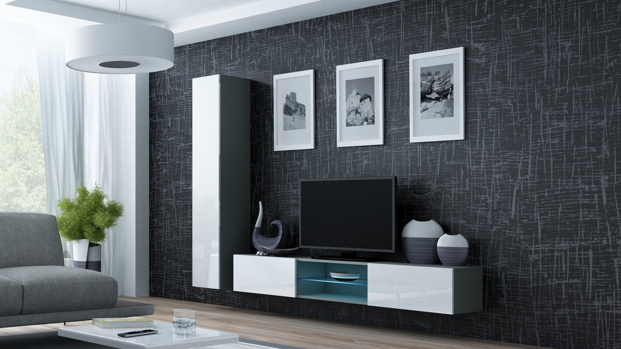 Cama Living room cabinet set VIGO 21 grey/white gloss