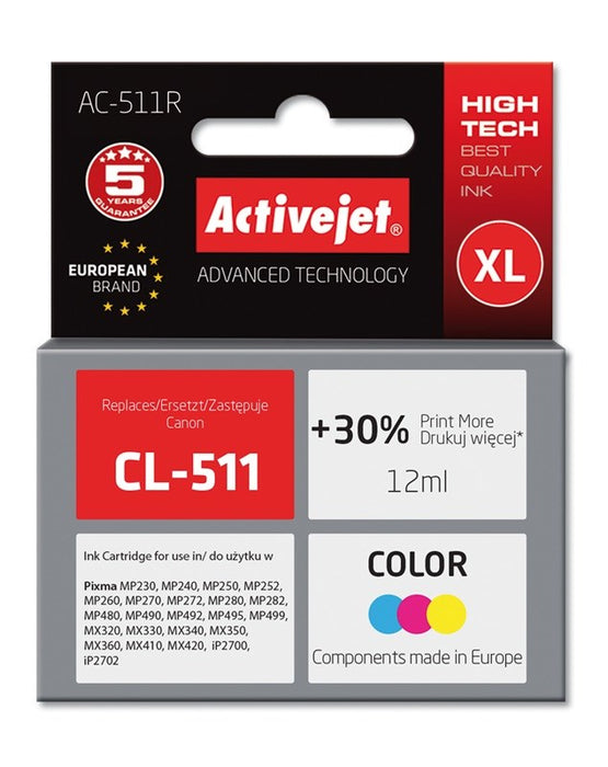 Activejet AC-511R Ink cartridge (replacement for Canon CL-511; Premium; 12 ml; color)