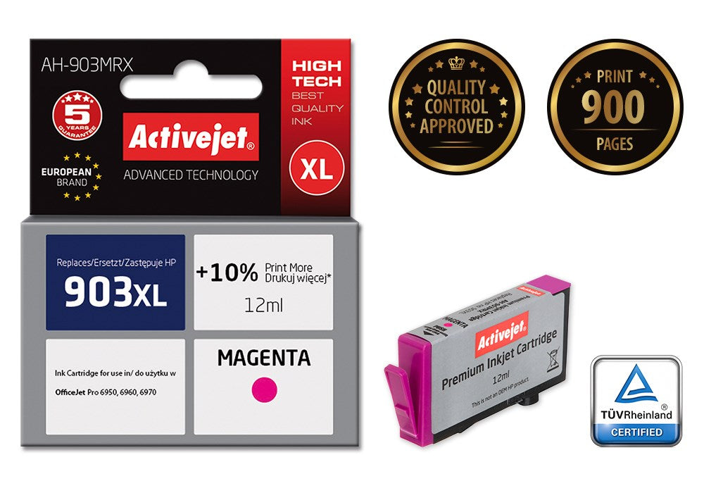Activejet AH-903MRX Ink (replacement for HP 903XL T6M07AE; Premium; 12 ml; magenta)