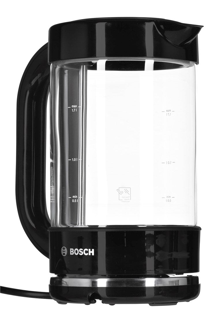 Bosch TWK70B03 Wasserkocher 1,7 L 2400 W Schwarz, Transparent